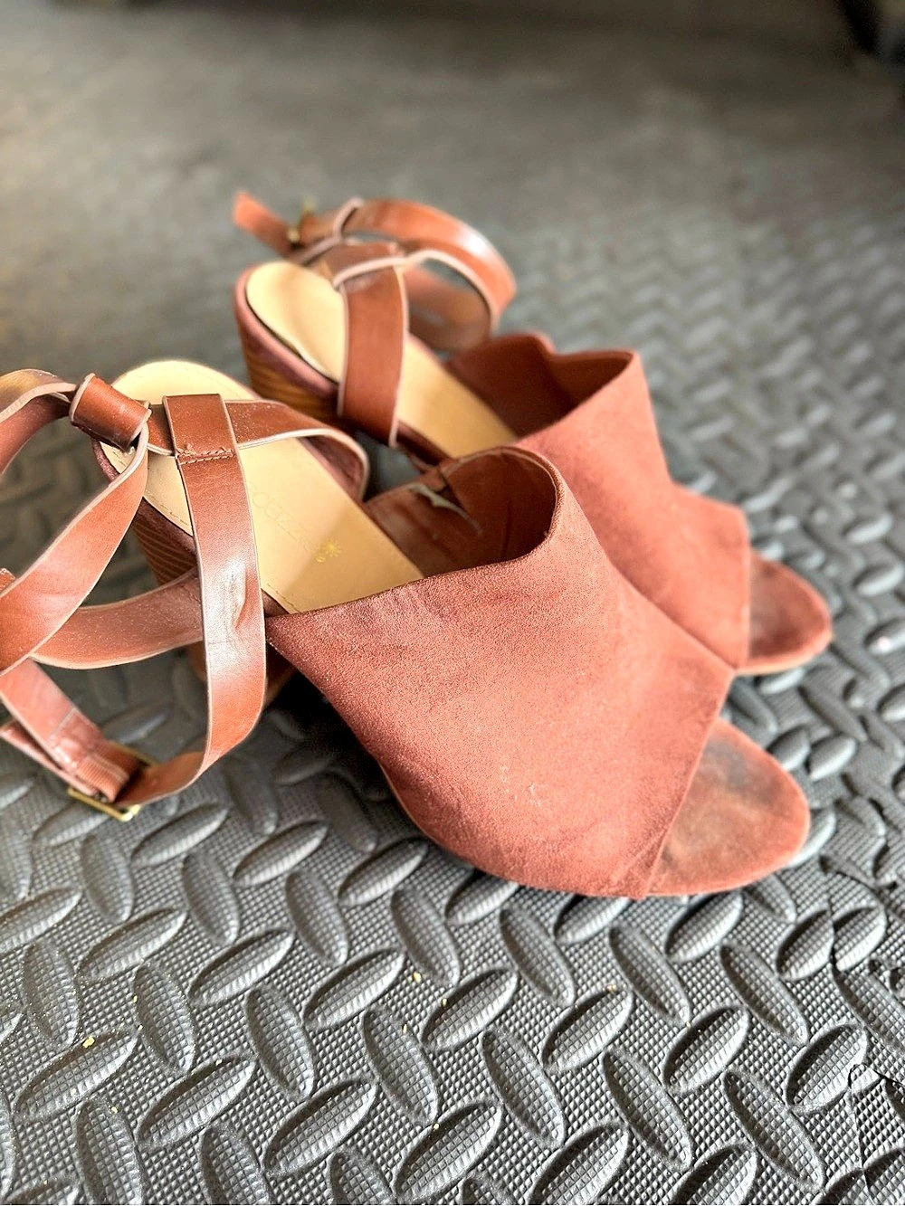 RestDazzle Ella Brown Ankle Strap Heels